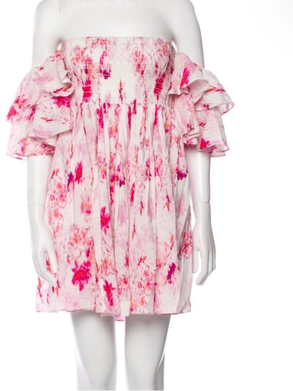 MISA Los Angeles Pink Floral Off-Shoulder Mini Dress
